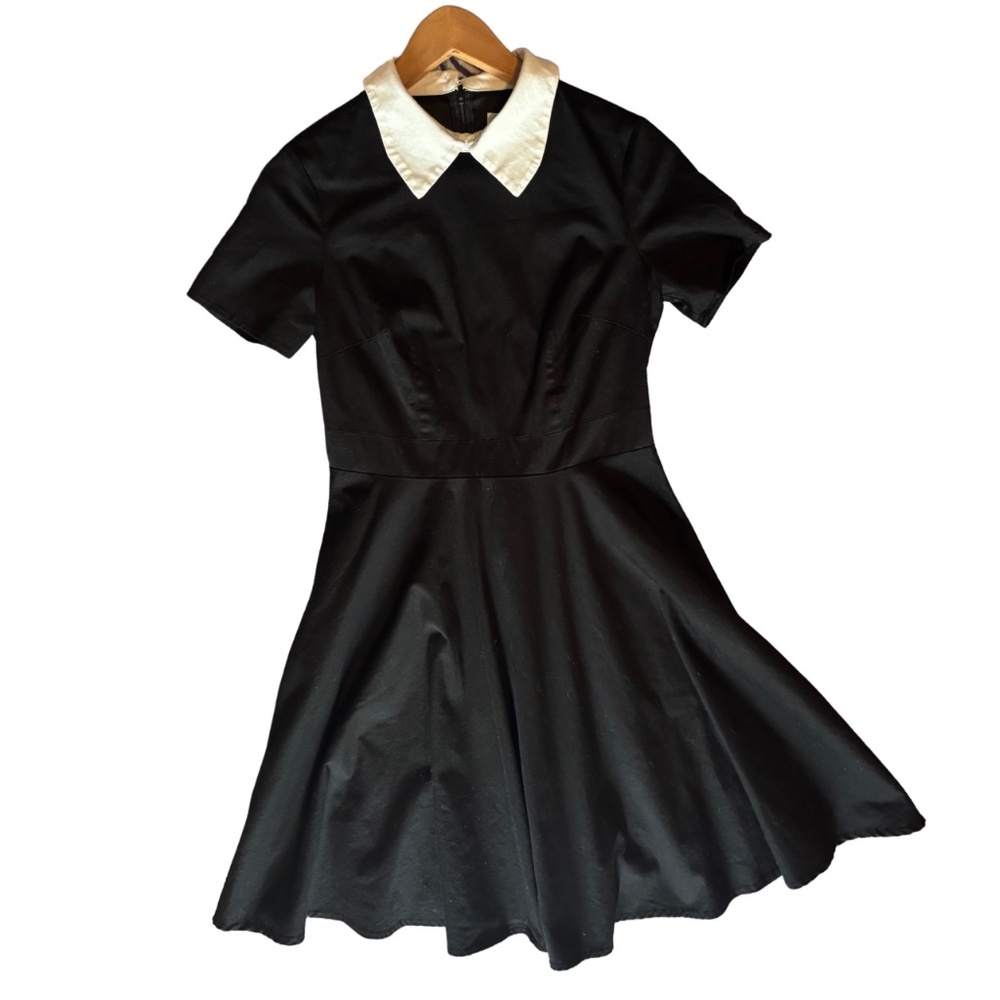Zapaka Black & White Collared Dress – Wednesday Addams Style- size M